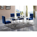  Meridian Carlton 78" Chrome Marble Veneer Top And Chrome Steel Base Dining Table IMAGE 2