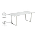  Meridian Carlton 78" Chrome Marble Veneer Top And Chrome Steel Base Dining Table IMAGE 4
