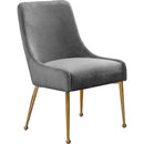  Color_Gold/ Grey -- Owen Grey Velvet Upholstered Dining Chair IMAGE 1