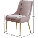  Color_Gold/ Pink -- Owen Pink Velvet Upholstered Dining Chair IMAGE 5