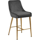  Color_Gold/ Grey -- Owen Grey Velvet Upholstered Counter Stool IMAGE 1