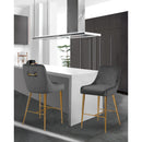  Color_Gold/ Grey -- Owen Grey Velvet Upholstered Counter Stool IMAGE 2