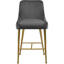  Color_Gold/ Grey -- Owen Grey Velvet Upholstered Counter Stool IMAGE 4
