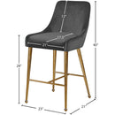  Color_Gold/ Grey -- Owen Grey Velvet Upholstered Counter Stool IMAGE 5