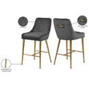  Color_Gold/ Grey -- Owen Grey Velvet Upholstered Counter Stool IMAGE 6