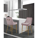 Color_Gold/ Pink -- Owen Pink Velvet Upholstered Counter Stool IMAGE 2