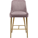  Color_Gold/ Pink -- Owen Pink Velvet Upholstered Counter Stool IMAGE 4