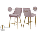  Color_Gold/ Pink -- Owen Pink Velvet Upholstered Counter Stool IMAGE 6