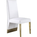  Color_Gold/ White -- Porsha White Vegan Leather Upholstered Dining Chair IMAGE 1