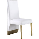  Color_Gold/ White -- Porsha White Vegan Leather Upholstered Dining Chair IMAGE 1