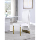  Color_Gold/ White -- Porsha White Vegan Leather Upholstered Dining Chair IMAGE 2