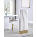  Color_Gold/ White -- Porsha White Vegan Leather Upholstered Dining Chair IMAGE 4