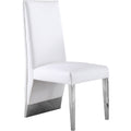  Color_White/ Chrome -- Porsha White Vegan Leather Upholstered Dining Chair IMAGE 1