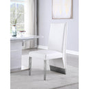  Color_White/ Chrome -- Porsha White Vegan Leather Upholstered Dining Chair IMAGE 2