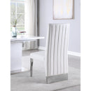  Color_White/ Chrome -- Porsha White Vegan Leather Upholstered Dining Chair IMAGE 4