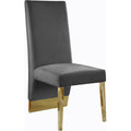  Color_Gold/ Grey -- Porsha Grey Velvet Upholstered Dining Chair IMAGE 1