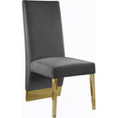  Color_Gold/ Grey -- Porsha Grey Velvet Upholstered Dining Chair IMAGE 1