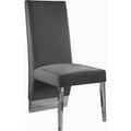  Color_Chrome/ Grey -- Porsha Grey Velvet Upholstered Dining Chair IMAGE 1