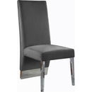  Color_Chrome/ Grey -- Porsha Grey Velvet Upholstered Dining Chair IMAGE 1