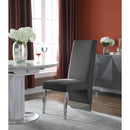  Color_Chrome/ Grey -- Porsha Grey Velvet Upholstered Dining Chair IMAGE 2