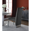  Color_Chrome/ Grey -- Porsha Grey Velvet Upholstered Dining Chair IMAGE 3