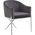  Color_Chrome/ Grey -- Xavier Grey Velvet Upholstered Dining Chair IMAGE 1