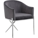 Color_Chrome/ Grey -- Xavier Grey Velvet Upholstered Dining Chair IMAGE 1