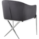  Color_Chrome/ Grey -- Xavier Grey Velvet Upholstered Dining Chair IMAGE 3
