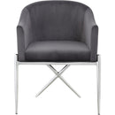  Color_Chrome/ Grey -- Xavier Grey Velvet Upholstered Dining Chair IMAGE 4