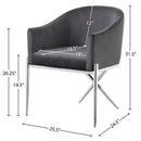  Color_Chrome/ Grey -- Xavier Grey Velvet Upholstered Dining Chair IMAGE 5
