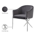  Color_Chrome/ Grey -- Xavier Grey Velvet Upholstered Dining Chair IMAGE 6