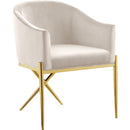  Color_Cream/ Gold -- Xavier Cream Velvet Upholstered Dining Chair IMAGE 1