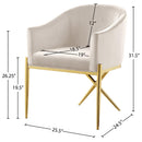 Color_Cream/ Gold -- Xavier Cream Velvet Upholstered Dining Chair IMAGE 5
