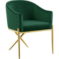  Color_Gold/ Green -- Xavier Green Velvet Upholstered Dining Chair IMAGE 1