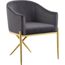  Color_Gold/ Grey -- Xavier Grey Velvet Upholstered Dining Chair IMAGE 1