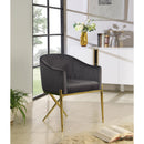  Color_Gold/ Grey -- Xavier Grey Velvet Upholstered Dining Chair IMAGE 2