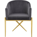  Color_Gold/ Grey -- Xavier Grey Velvet Upholstered Dining Chair IMAGE 4