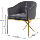  Color_Gold/ Grey -- Xavier Grey Velvet Upholstered Dining Chair IMAGE 5