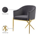  Color_Gold/ Grey -- Xavier Grey Velvet Upholstered Dining Chair IMAGE 6