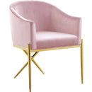  Color_Gold/ Pink -- Xavier Pink Velvet Upholstered Dining Chair IMAGE 1