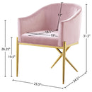  Color_Gold/ Pink -- Xavier Pink Velvet Upholstered Dining Chair IMAGE 5
