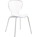 Color_Chrome -- Clarion Chrome Lucite Seat And Metal Base Dining Chair IMAGE 1
