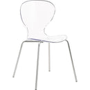  Color_Chrome -- Clarion Chrome Lucite Seat And Metal Base Dining Chair IMAGE 1
