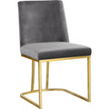  Color_Gold/ Grey -- Heidi Grey Velvet Upholstered Dining Chair IMAGE 1