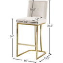  Color_Cream/ Gold -- Heidi Cream Velvet Upholstered Counter Stool IMAGE 5