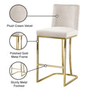  Color_Cream/ Gold -- Heidi Cream Velvet Upholstered Counter Stool IMAGE 6