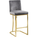  Color_Gold/ Grey -- Heidi Grey Velvet Upholstered Counter Stool IMAGE 1