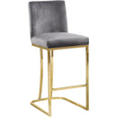  Color_Gold/ Grey -- Heidi Grey Velvet Upholstered Counter Stool IMAGE 1