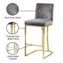  Color_Gold/ Grey -- Heidi Grey Velvet Upholstered Counter Stool IMAGE 6