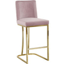  Color_Gold/ Pink -- Heidi Pink Velvet Upholstered Counter Stool IMAGE 1